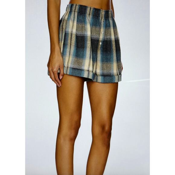 Free People Sunday Morning Plaid Boxer In Lou Combo XL - Picture 3 of 6